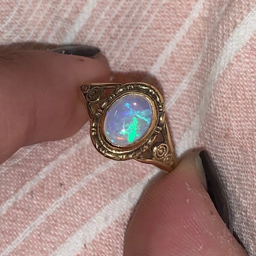 SOLD statement Ethiopian Opal in 9k gold ring